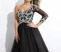 Rachel Allan - One Shoulder Three Quarter Length Sleeve Dress