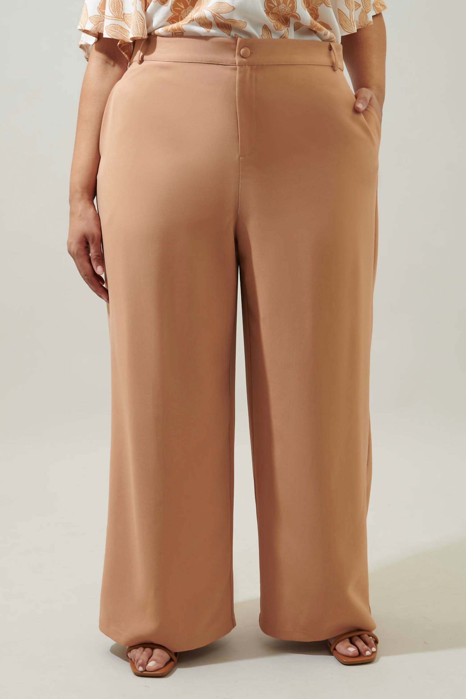 Sugarlips - Chelsea Belted Wide Leg Trousers Curve