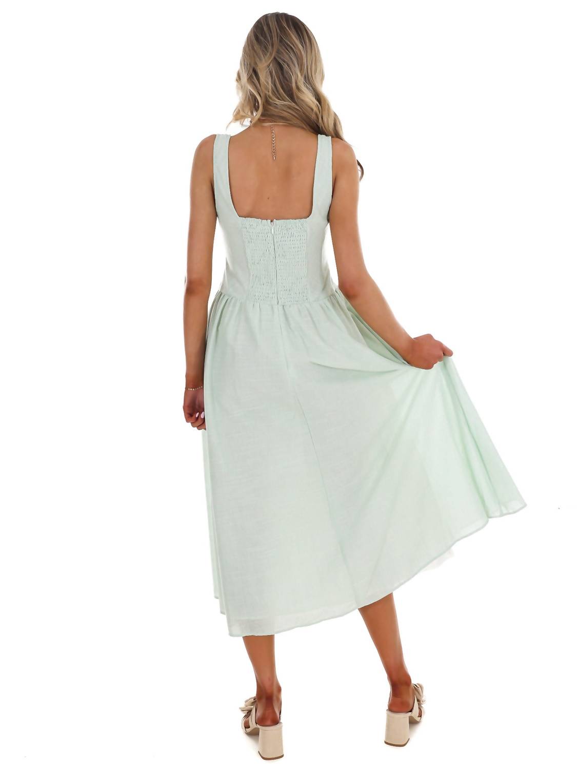 Mustard Seed Showing Off Stripe Maxi Dress in aloe - women's dress - detail view