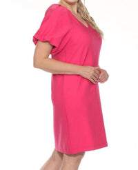 Joseph Ribkoff - V-neck Puff Sleeve Shift Dress