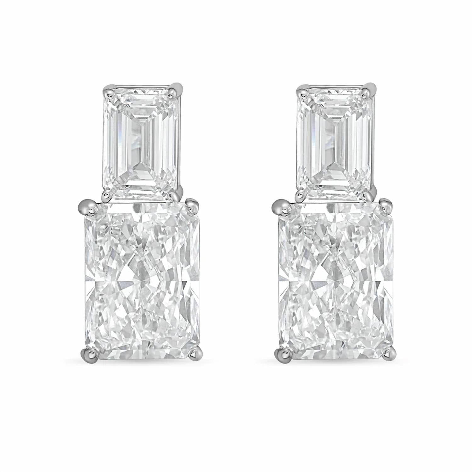 Diana M Jewels - Women's Emerald Lab-Grown Diamond Stud Earrings (8.00 Ct TCW) - Elegant Plus
