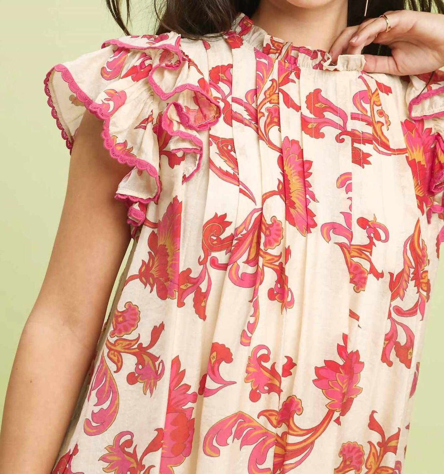 Umgee - Ruffle Sleeve Mini Dress