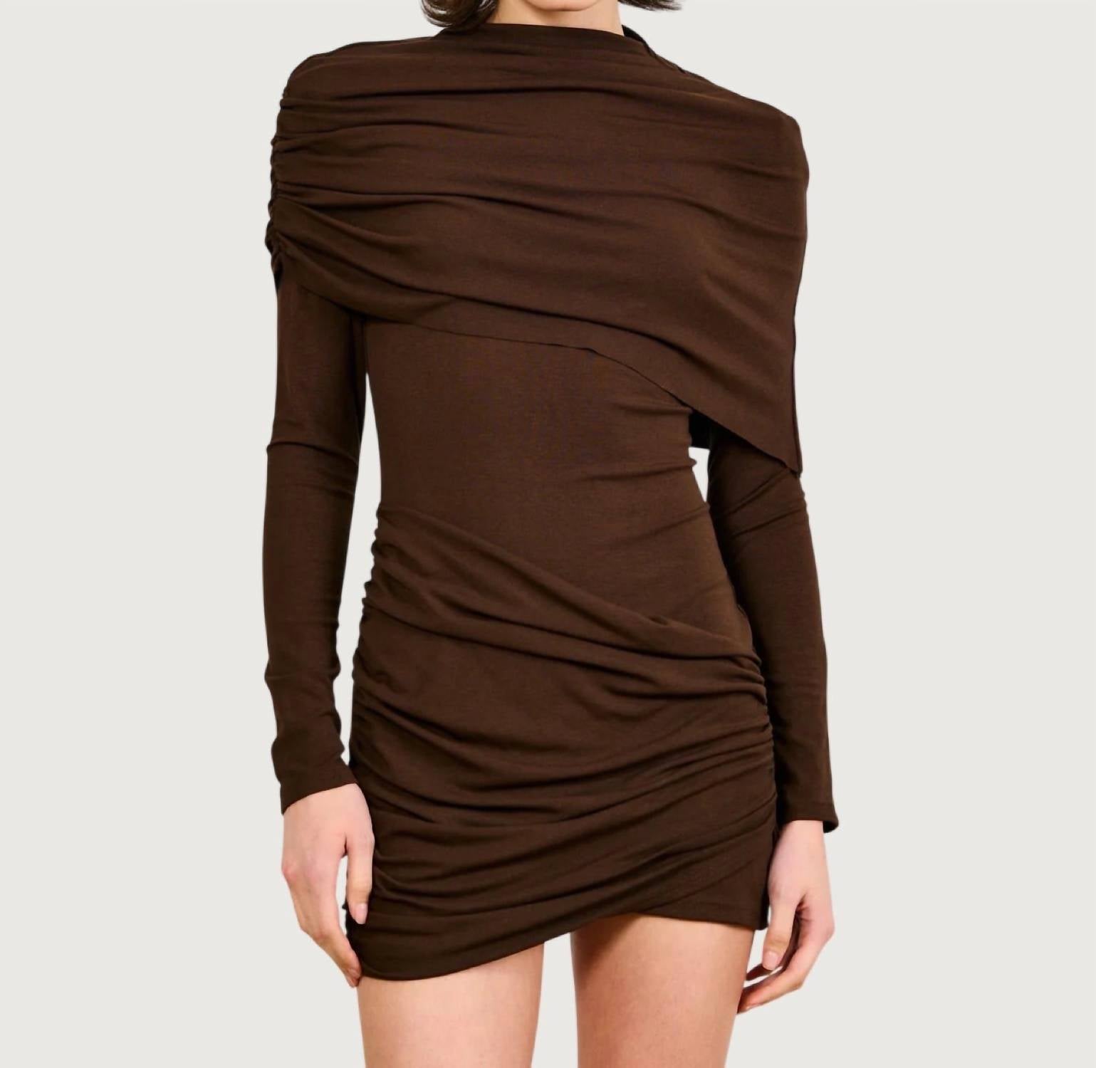 line and dot Lior Draped Mini Dress in brown 1 - women's dress