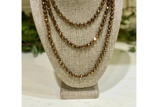 Your Fashion Wholesale - Women's Bronze Luxe Long Beaded Necklace