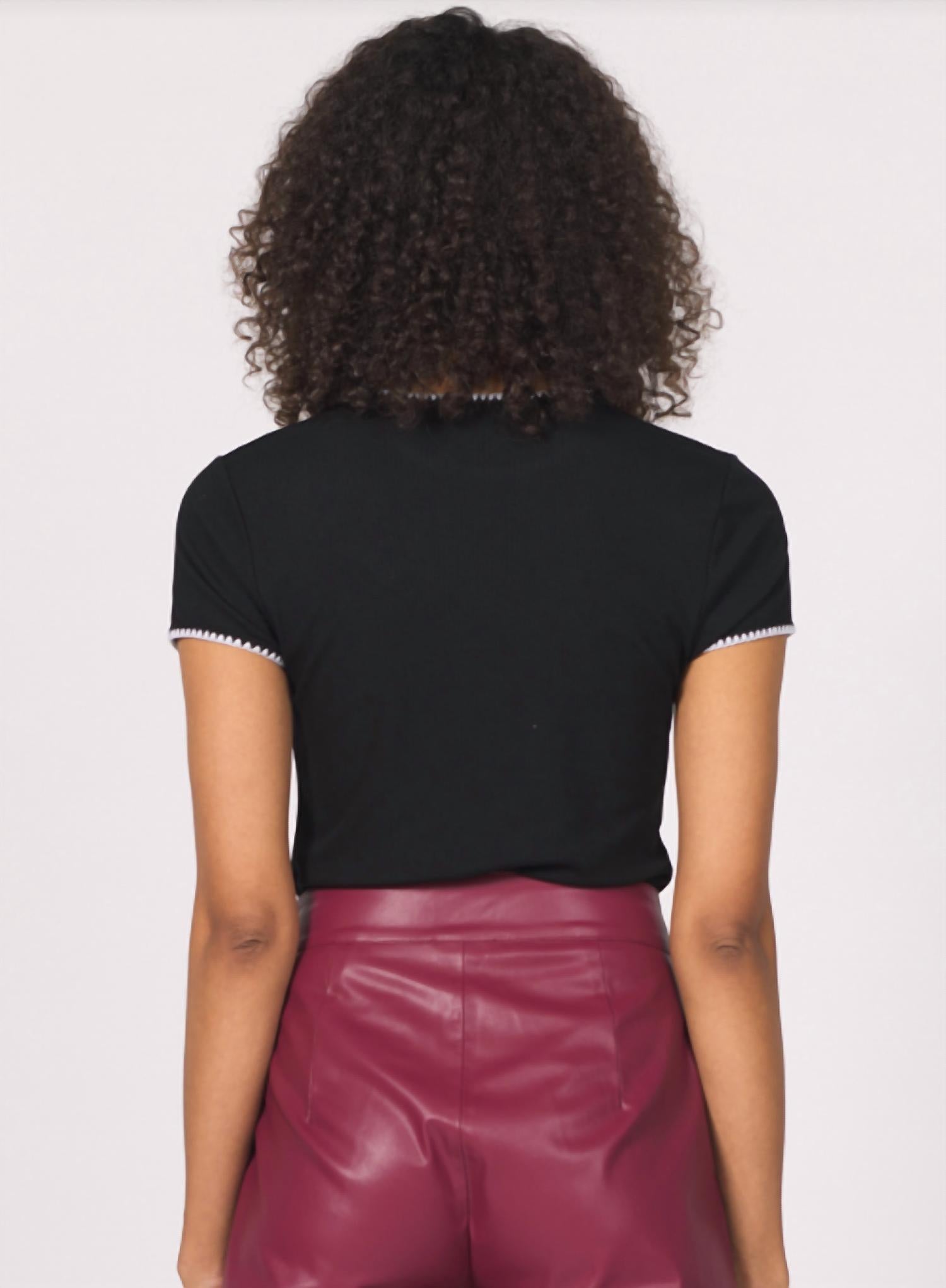 Another Love Zuma Top in black - women's t-shirt - detail view