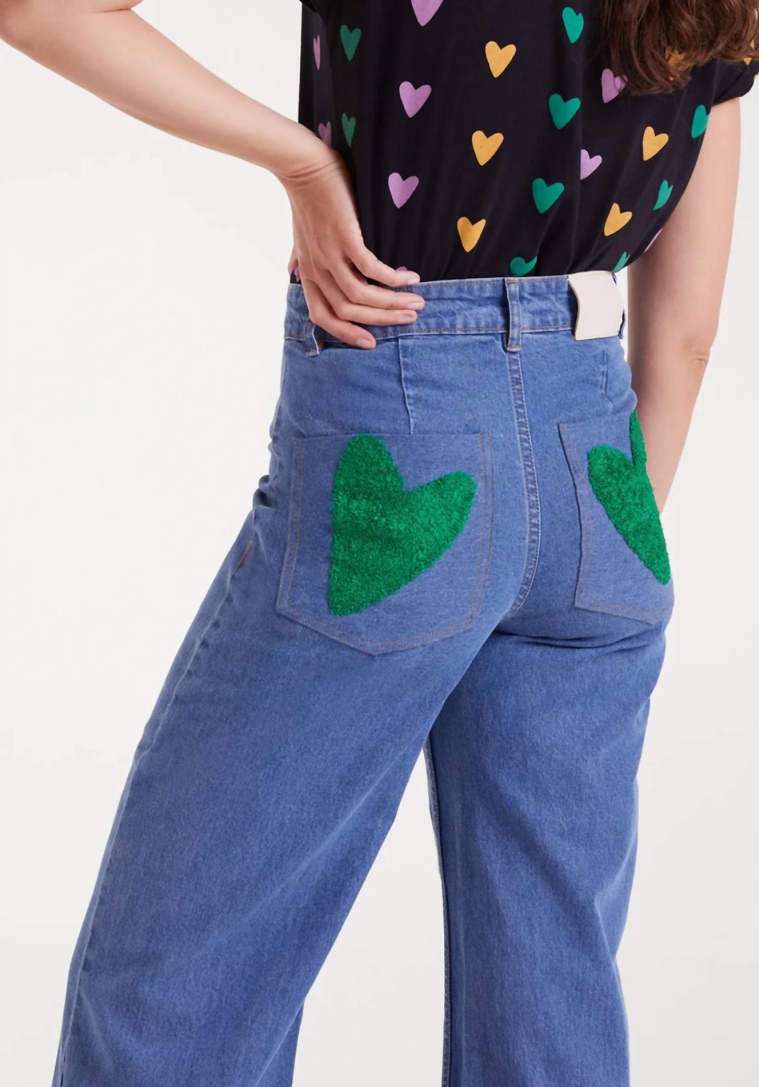 Compania Fantastica - Heart Embroidered Jeans