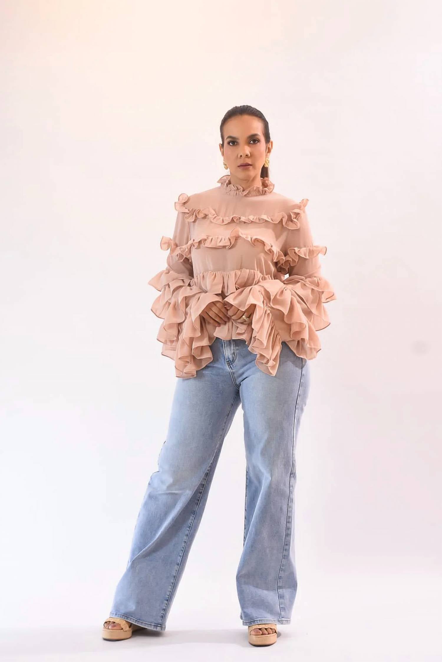 Beulahstyle - Sheer Ruffle Blouse