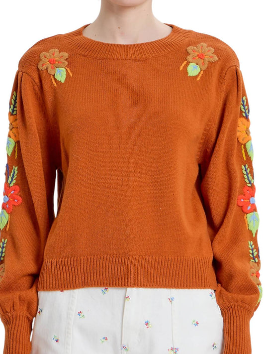 Something Navy - Embroidered Crew Neck Sweater