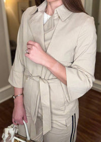Lysse Dakota Cropped Trench Coat in beige - women's jacket - alternate view