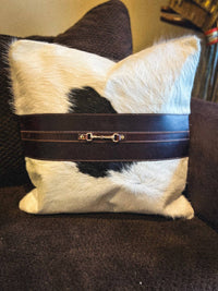 Equipage Snaffle Bit Cowhide Leather Pillow Cover #3 in brown - item