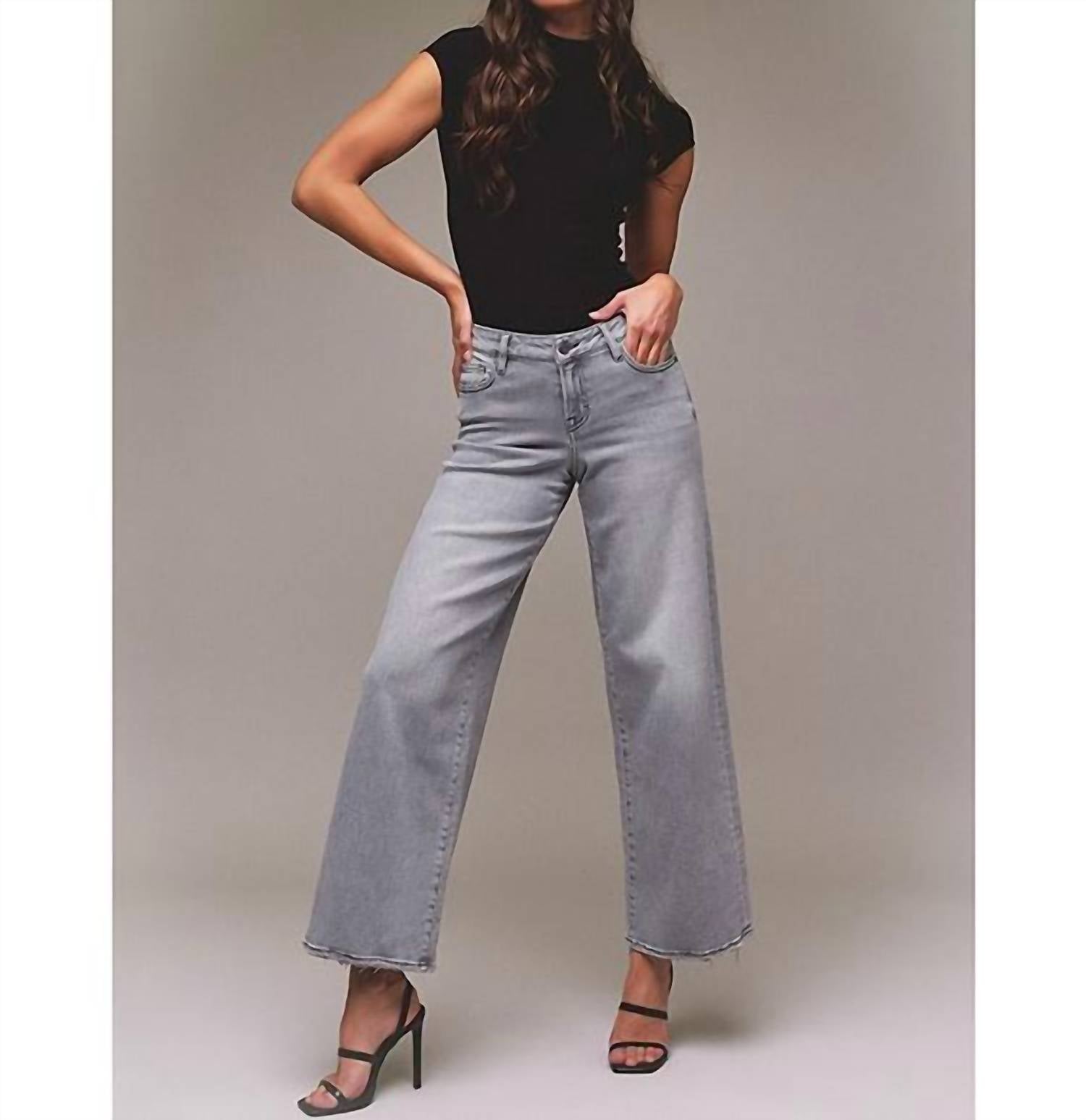 HIDDEN Nori High Rise Super Wide Leg Denim Jeans in grey - women's jeans