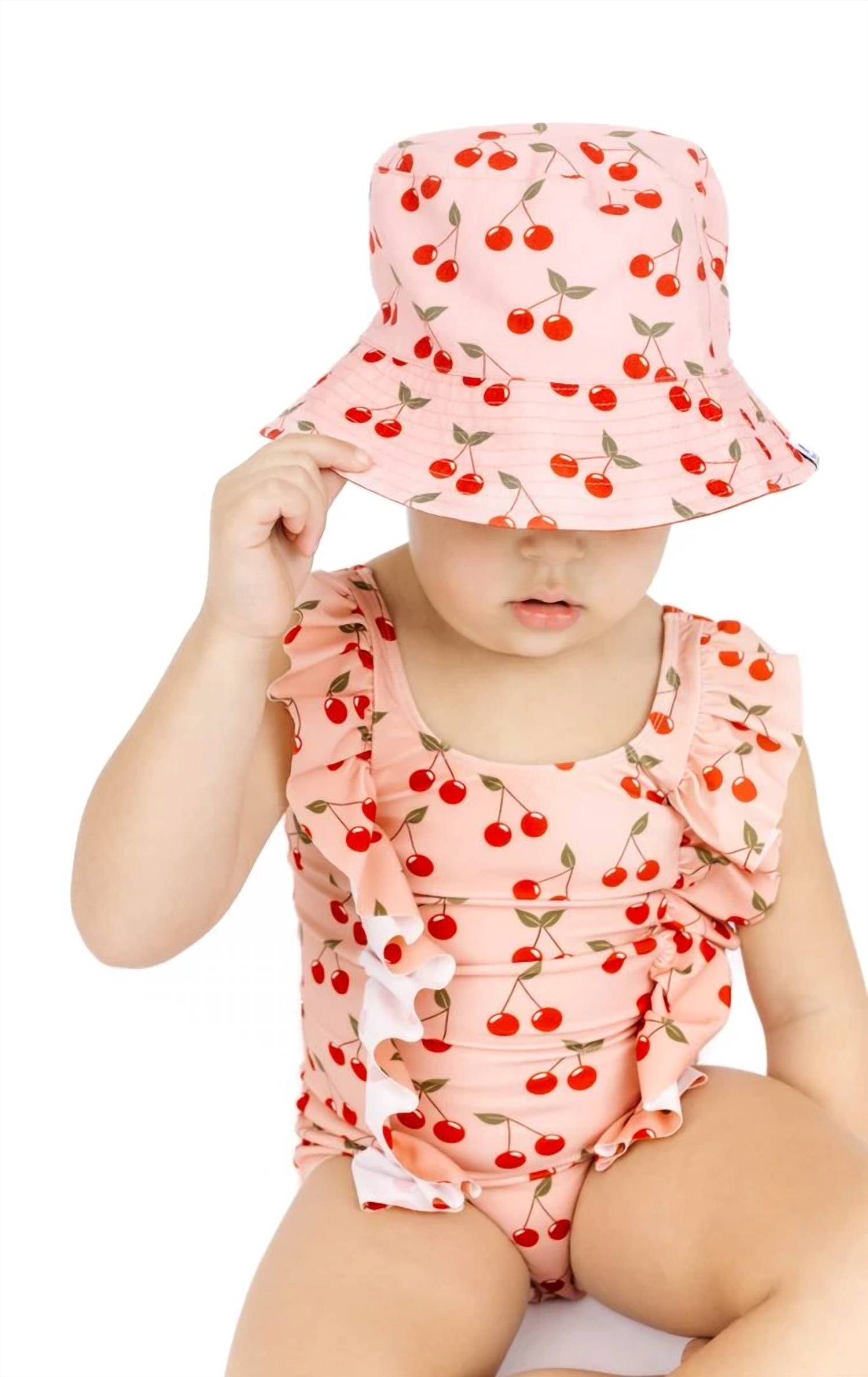 Emerson And Friends - Girl's Very Cherry Ruffle Front One Piece Swimsuit