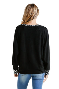 Umgee - Leopard Print Trimmed Top