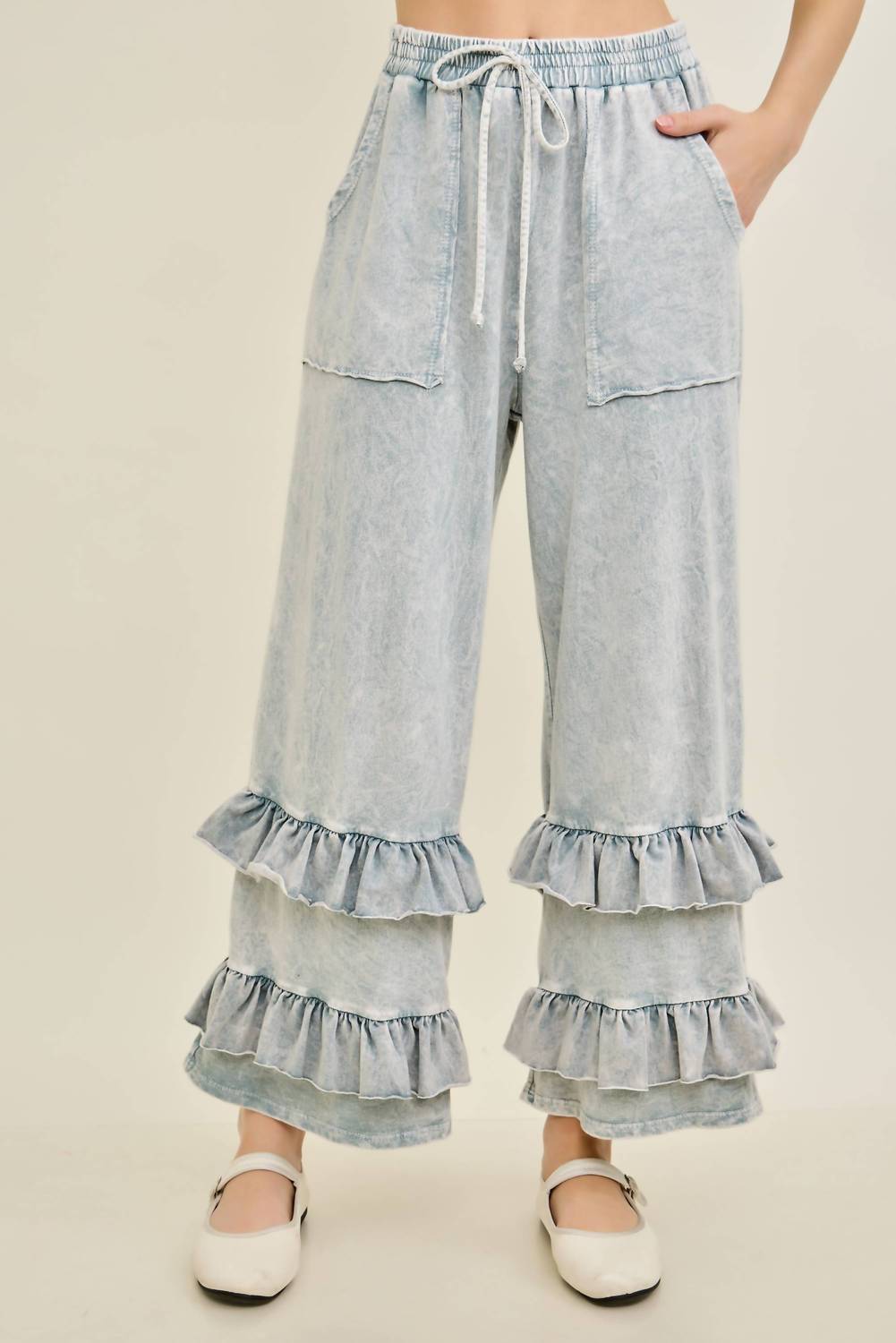 J.Her - Mineral Washed Double Ruffle Boho Princess Pants
