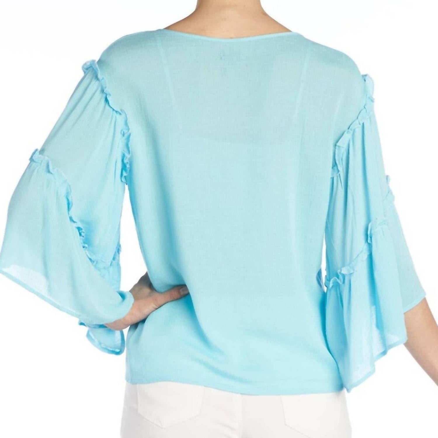 Coco + Carmen - Ruffle Sleeve Tie Front Blouse