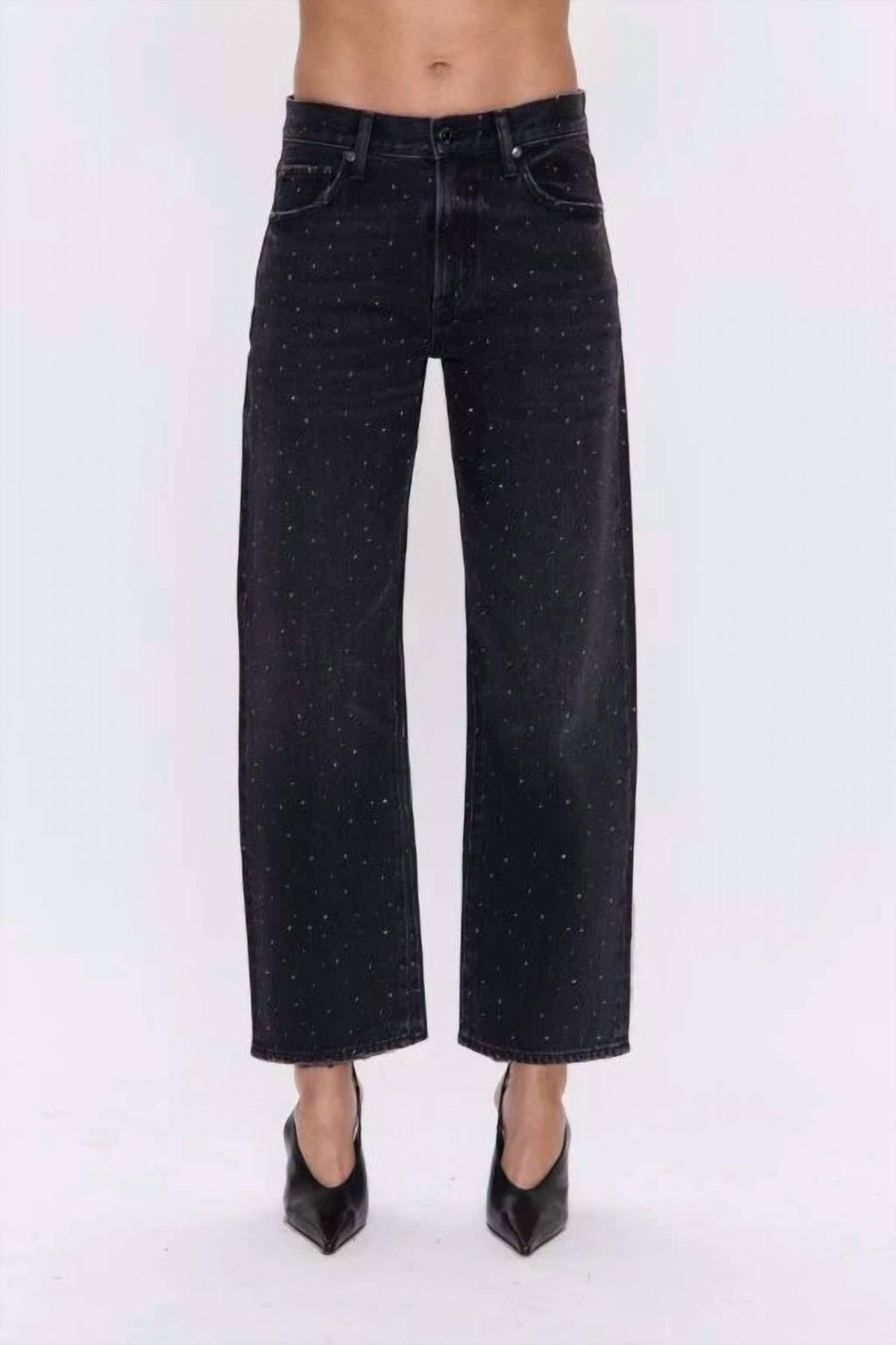 Pistola - Women's Lexi Mid Rise Bowed Straight Rhinestone Jeans
