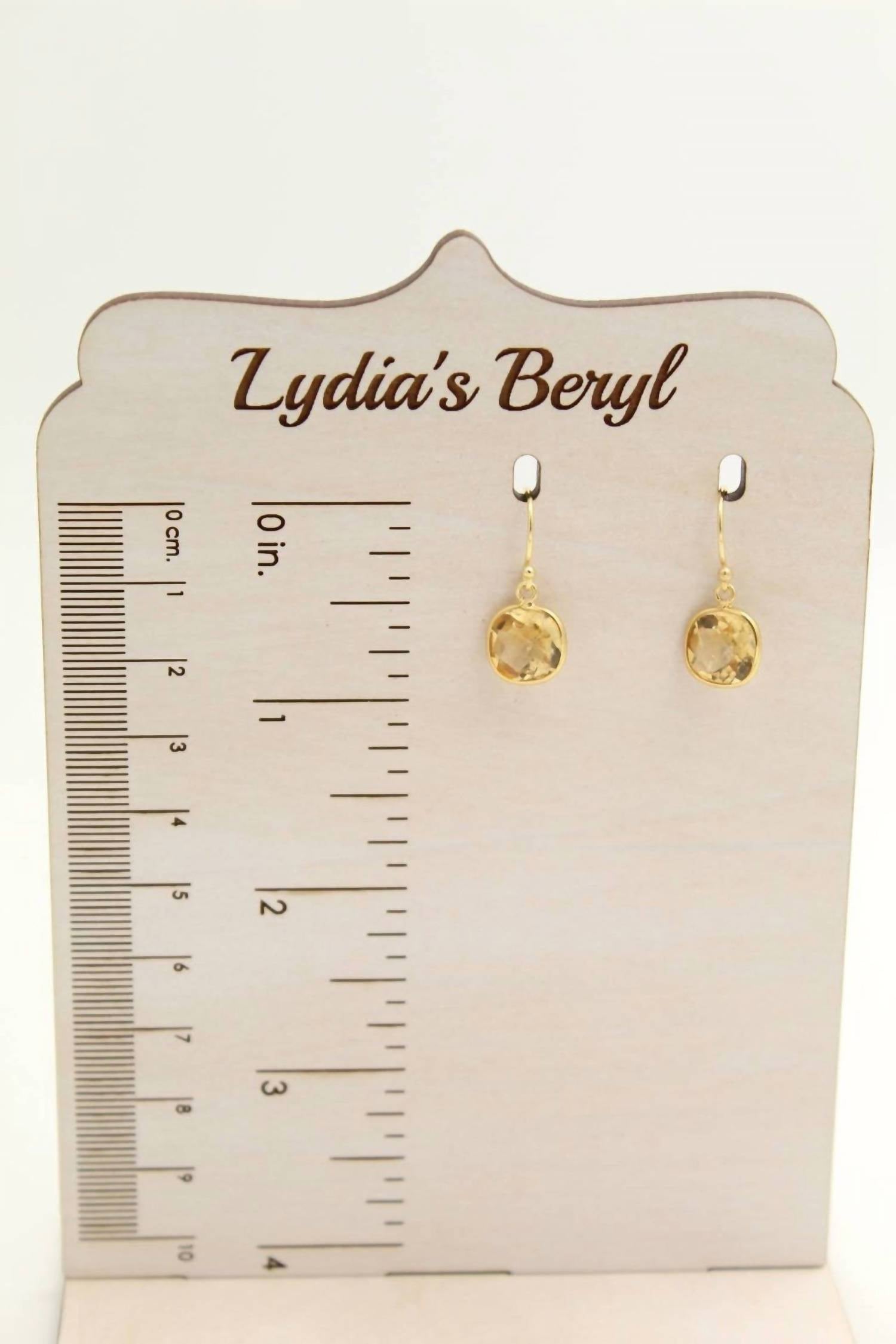 Jewelit - Women's Citrine Cushion Cut Dangle Earrings