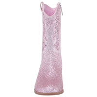 Nina Girls Hawley Side Zip Cowboy Boots in light pink glitter stones - kids' boots - alternate view