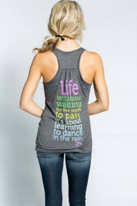 Southern Jewelz Dance In The Rain Tank Top in the rain tank top in grey - women's tank top - detail view