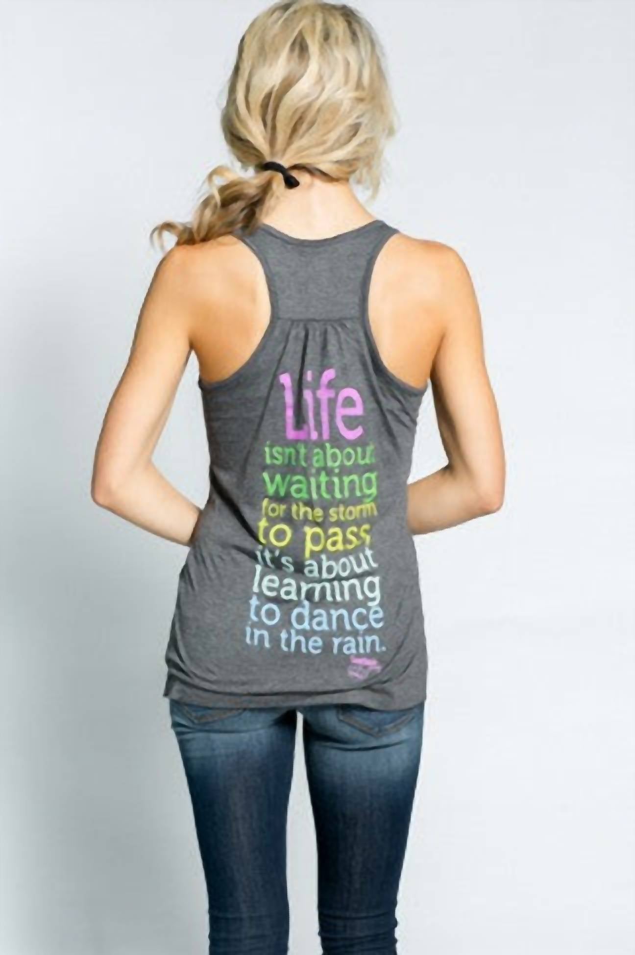 Southern Jewelz Dance In The Rain Tank Top in the rain tank top in grey - women's tank top - detail view