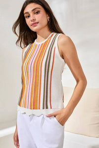 Tribal - Tindra Textured Crew Neck Knit Sweater Camisole