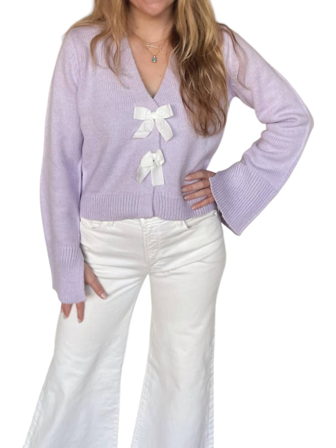 Design History - Jasmine V Neck Bow Tie Sweater