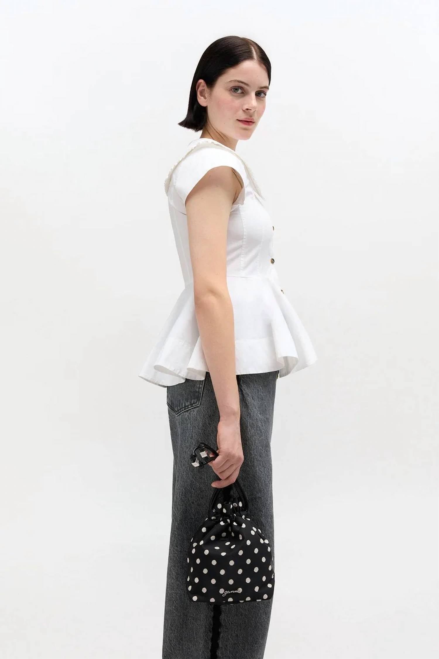Ganni - Women's Printed Bou Bucket Pouch With Dots