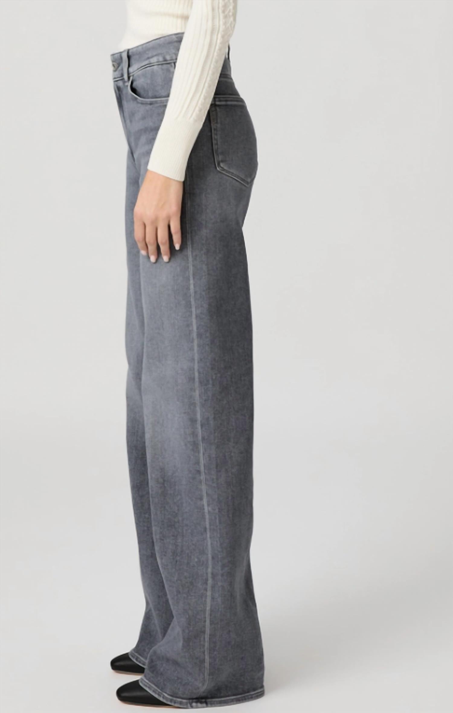 Paige Sasha Wide Leg Jeans in smokey grey 1 - women's jeans - detail view