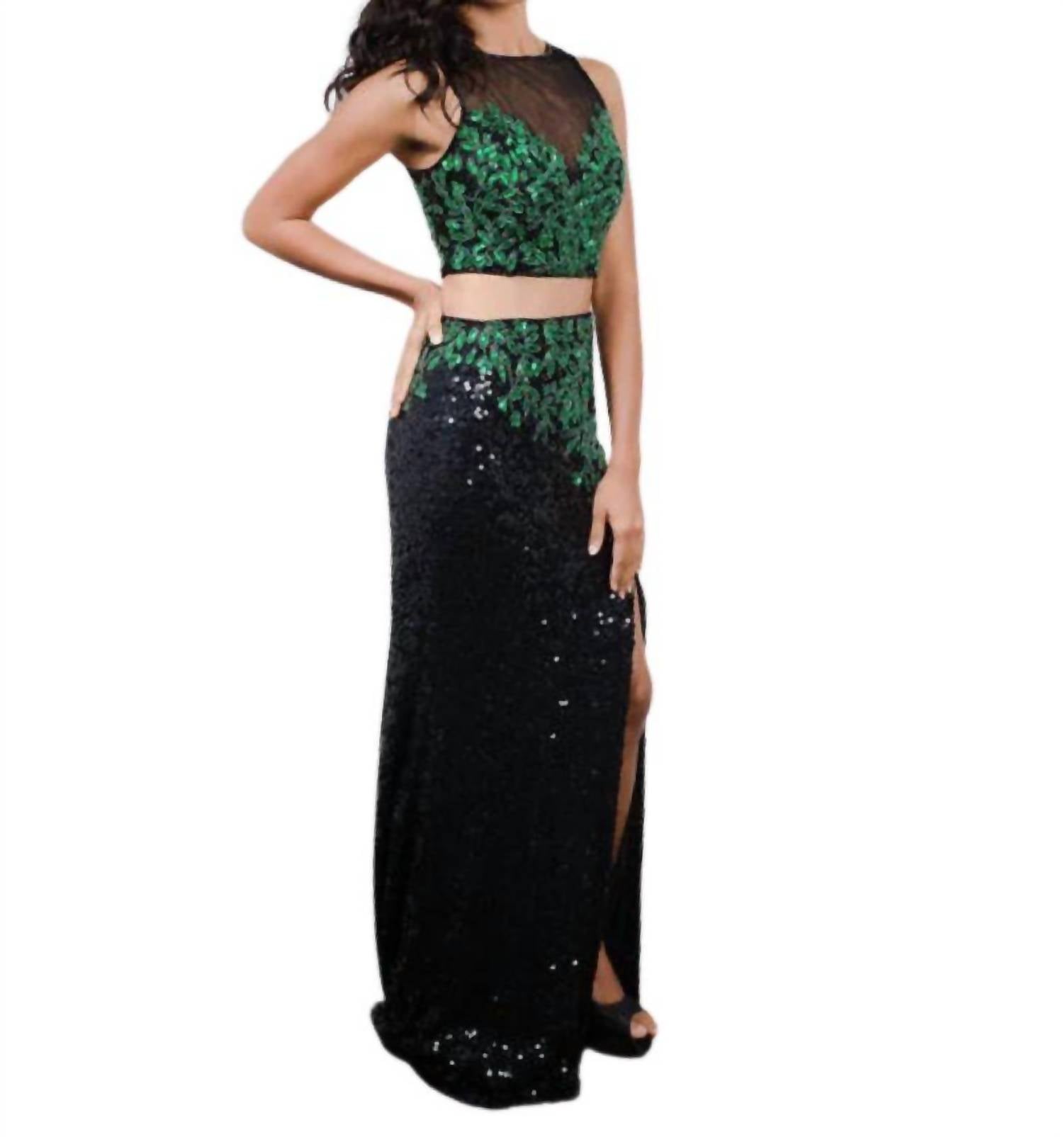 Zasa Chic - Embroidered Sequin Two-Piece Gown