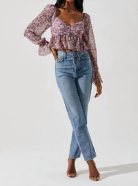 Astr - Luann Long Puff Sleeve Top
