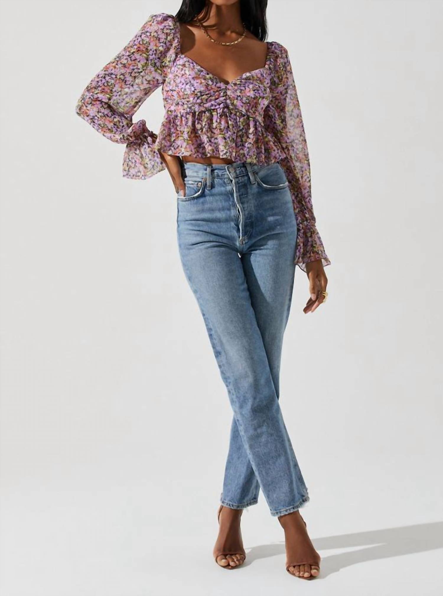 Astr - Luann Long Puff Sleeve Top