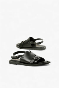 All Black - Women's Low Belt Sandals
