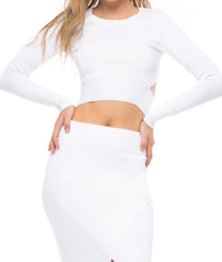 Kendall + Kylie - Compact Long Sleeve Crop Top