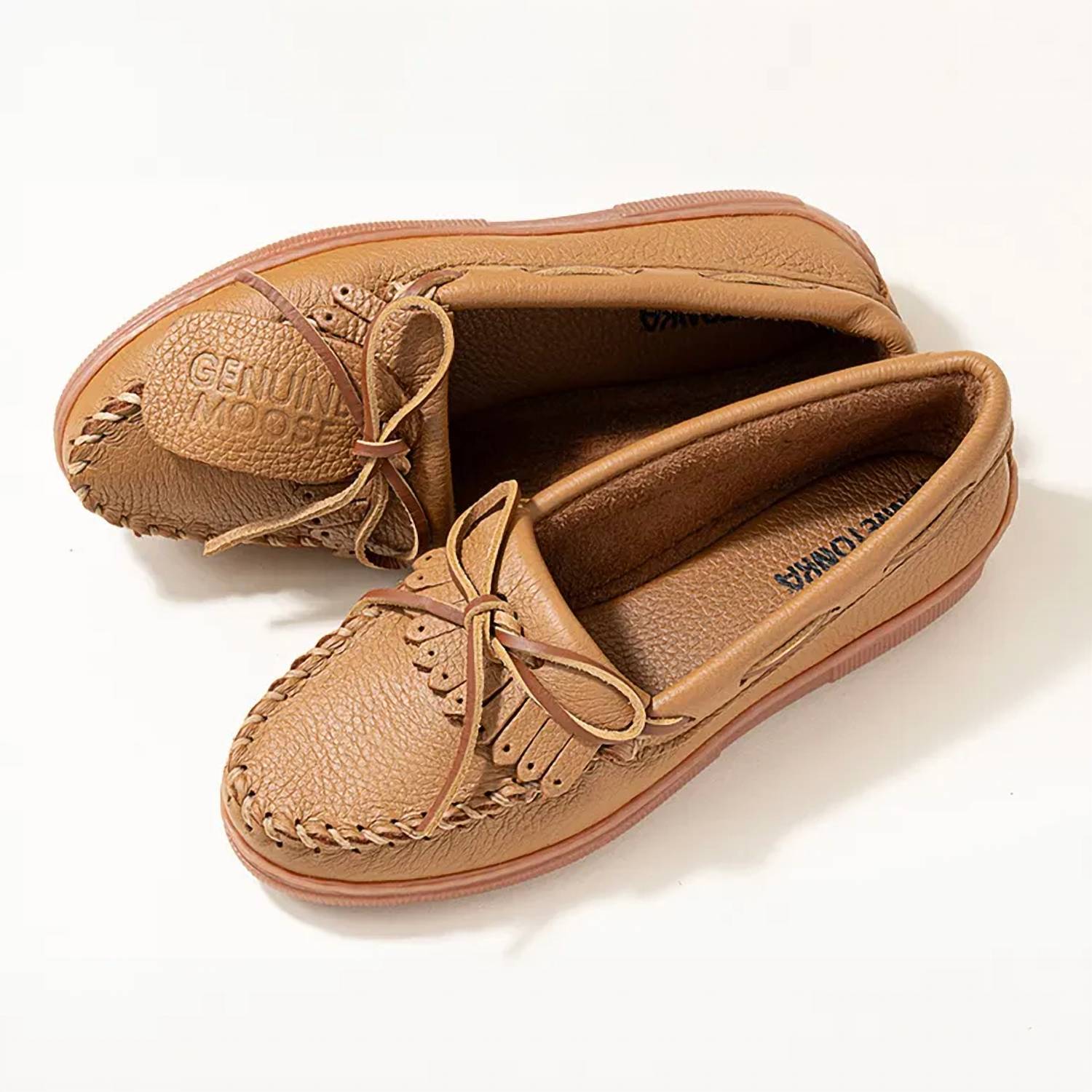 MINNETONKA Women's Moosehide Kilty Loafers in natural - women's flats - view 5