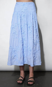 Greylin - Aurora Midi Stripe Embroidered Skirt