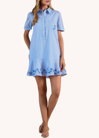 Current Air - Striped Embroidered Mini Shirt Dress