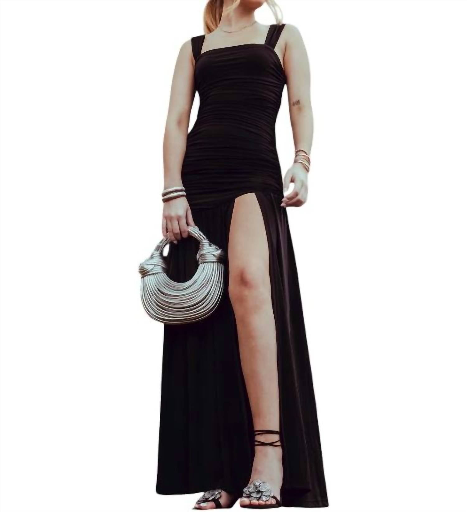 Art & Love Usa - Sleeveless Solid Ruched Maxi Dress