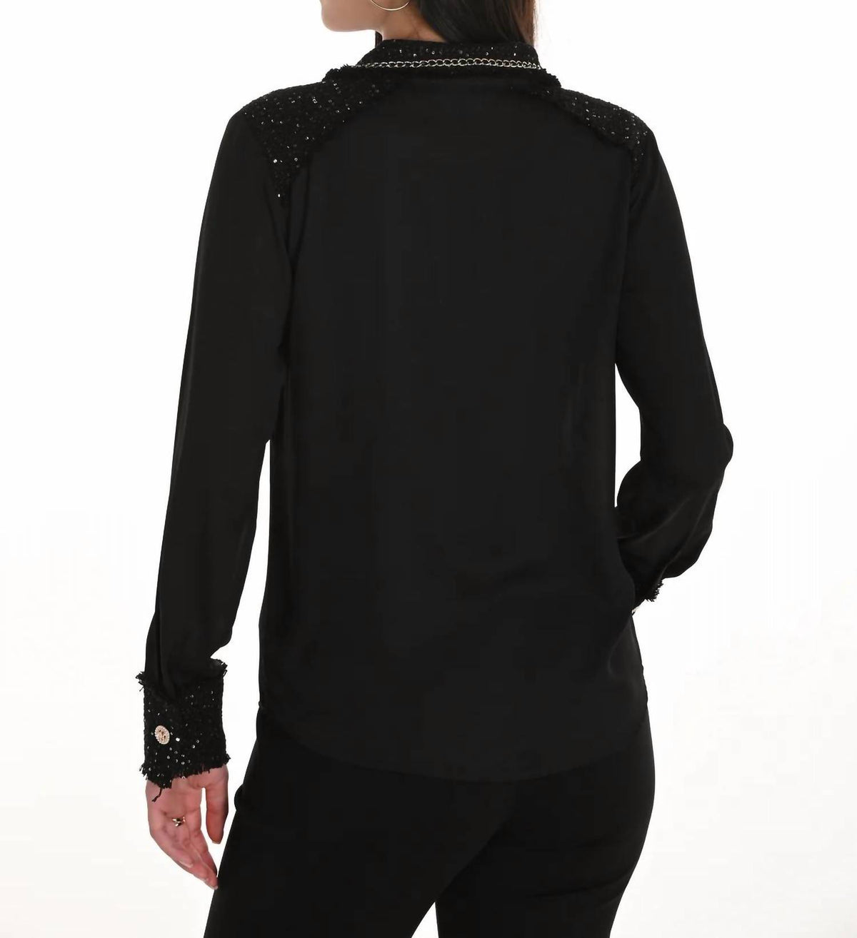 Frank Lyman - Sequin Trim And Chain Detail Blouse