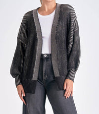 Elan - Ombré Ribbed Open Sweater Cardigan