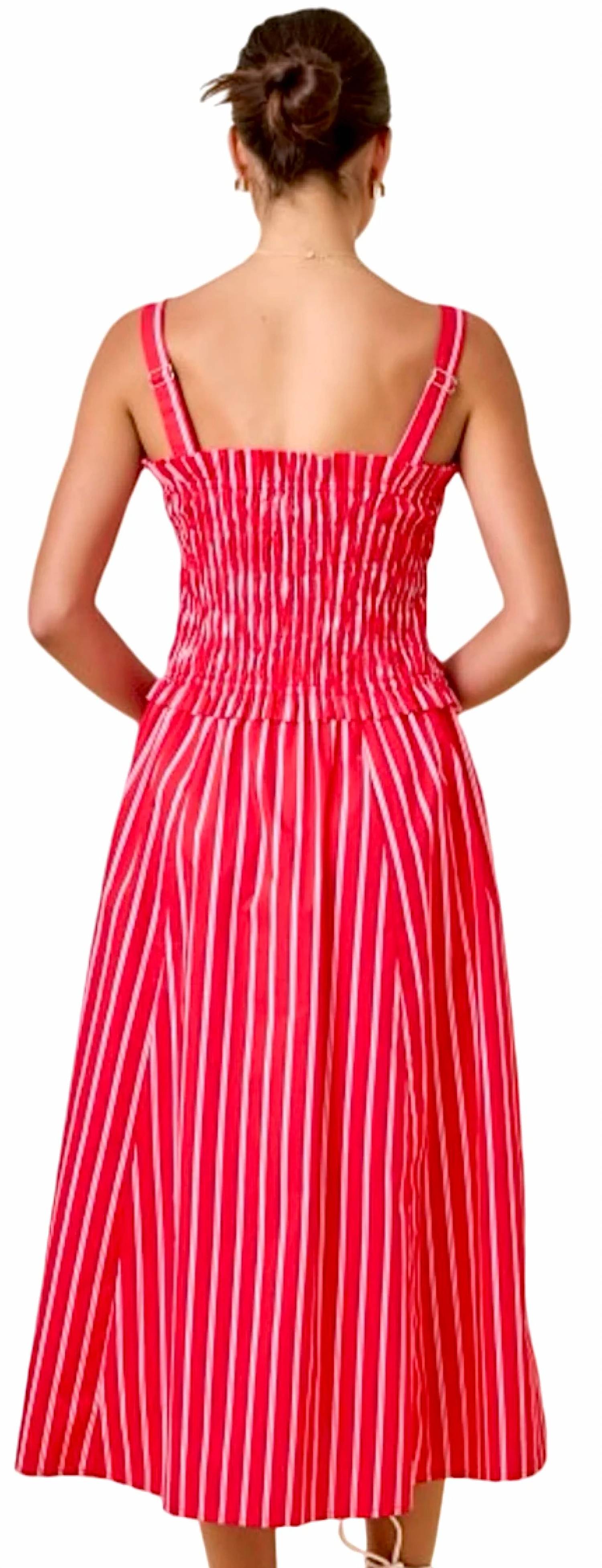 Day + Moon - Smocked Striped Midi Dress