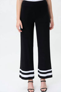 Joseph Ribkoff Tatum Trim Detail Pants in black white - women's pants