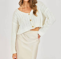 Sadie & Sage You And Me Cardi Sweater Top in white - women's sweater
