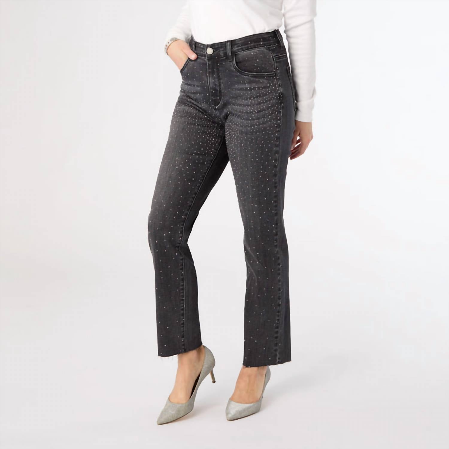 Coco + Carmen - Everstretch Straight Ankle Jeans With Front Rhinestones