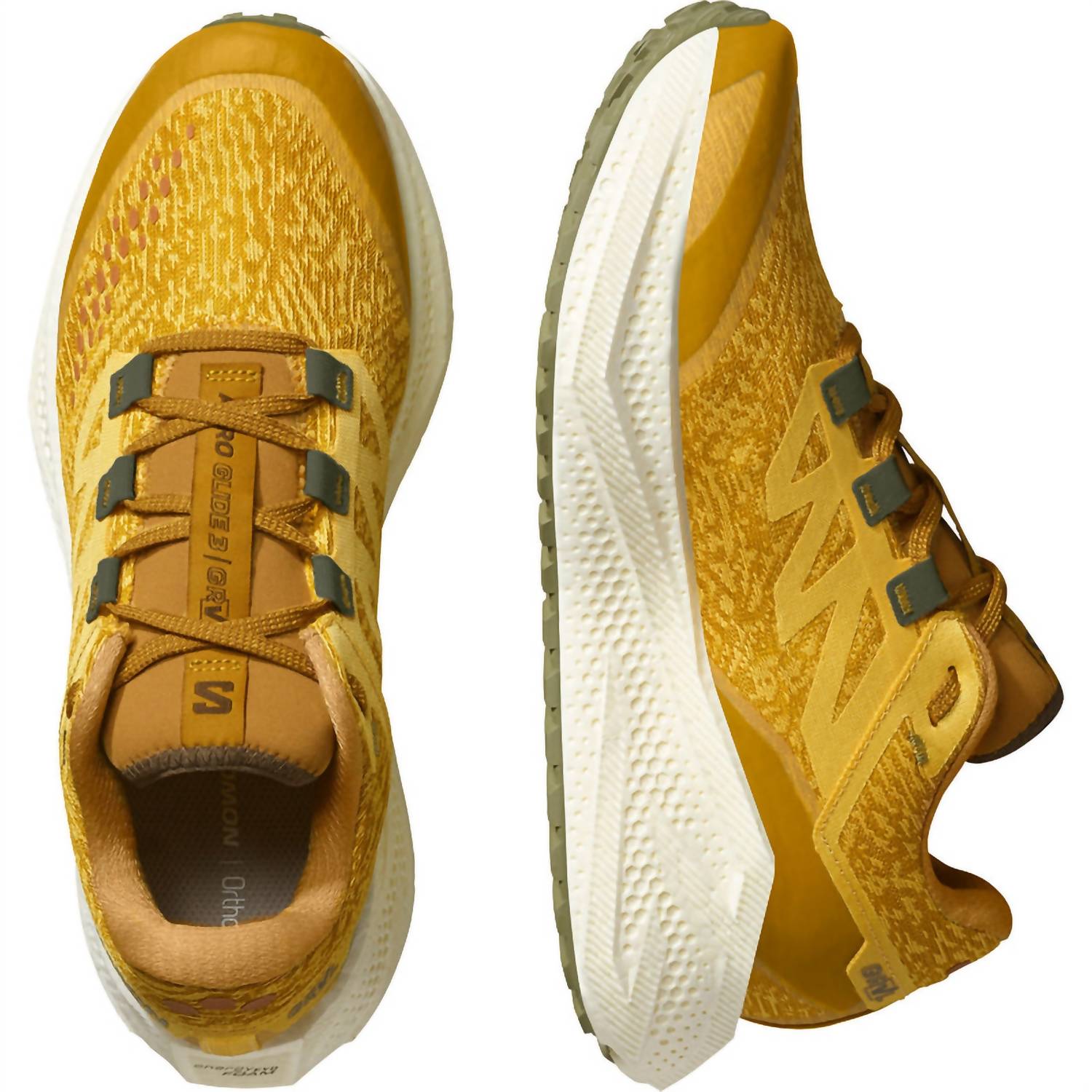 SALOMON Men's Aero Glide 3 Grvl Running Shoes in spicy mustard vanilla ice deep lechen green - men's shoe - view 4