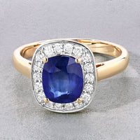 Diana M Jewels Women's Cushion Natural Sapphire Fashion Ring (2.40 Ct) - Classic Plus in 18k yellow gold - women's jewelry - detail view