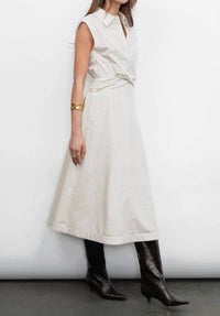 Greylin - Lorena Stripe Shirt Collar Midi Dress