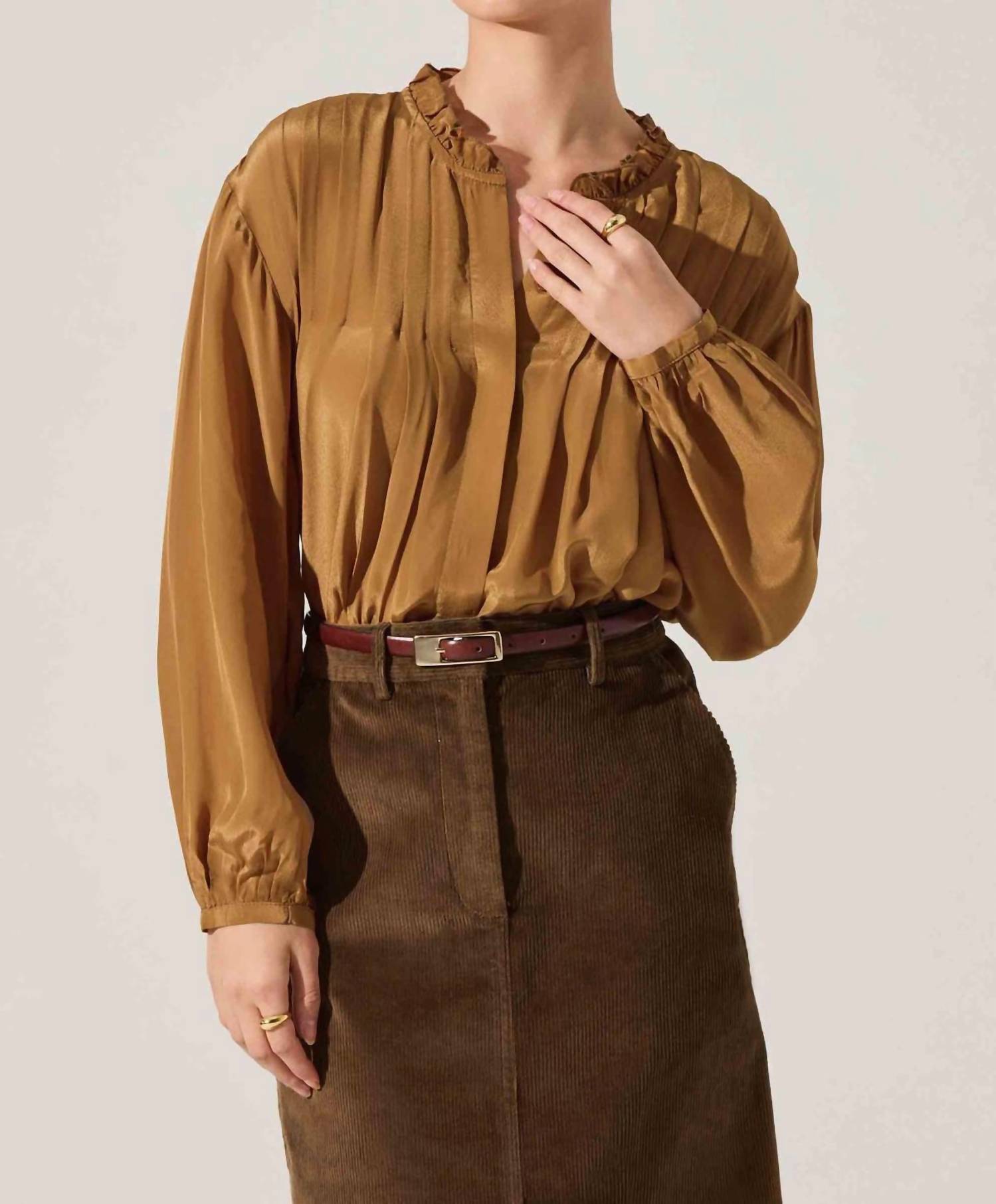 Astr - Ashton Pleated Ruffle Trim Top