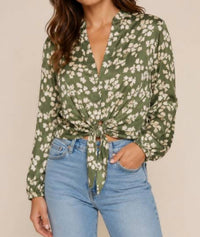 Fifteen Twenty - Scarlet Floral Tie Front Top
