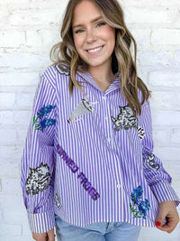 Queen Of Sparkles - Tcu Mini Icon Striped Button Down
