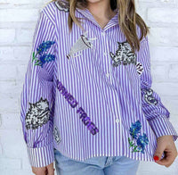 Queen Of Sparkles - Tcu Mini Icon Striped Button Down